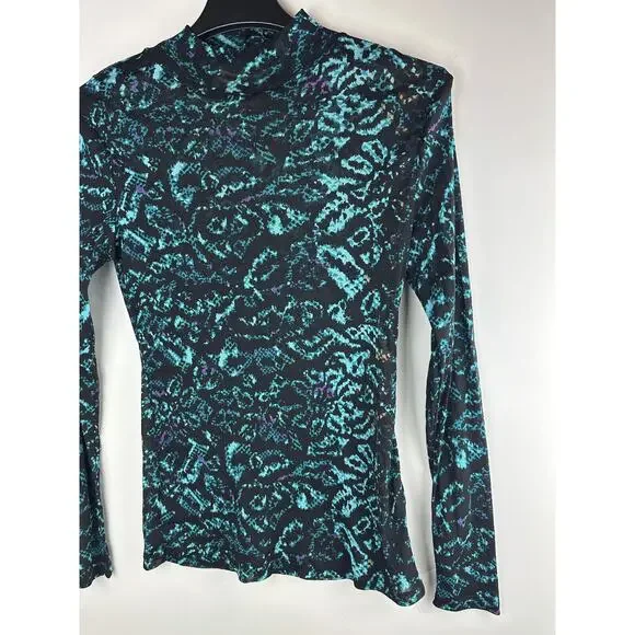 Diane von Furstenberg Remy Mesh Top Mock Neck Sheer Leopard Snake Patina Medium - Picture 6 of 14